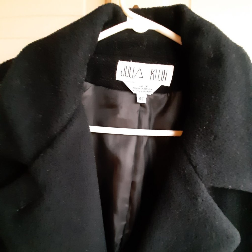 Julia Klein Black  Long Trench Coat/Dress Jacket